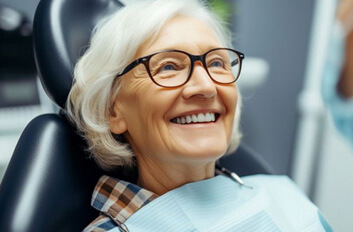 close-up of smiling senior dental patient