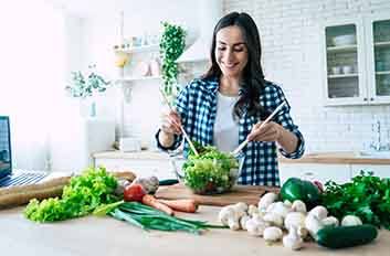 Woman making a salad