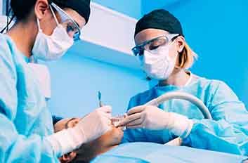 Dentists performing a procedure